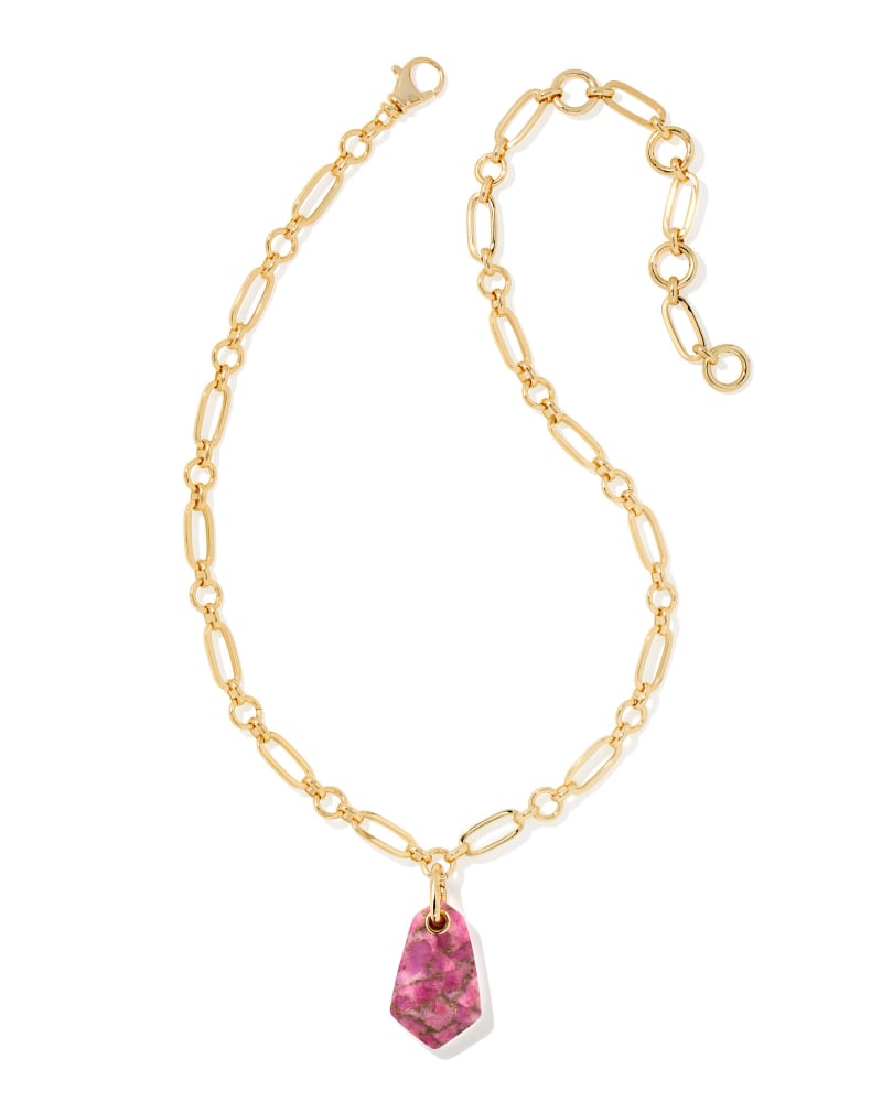 Ashlyn Gold Convertible Long Pendant Necklace in Bronze Veined Magenta Jade image number 0